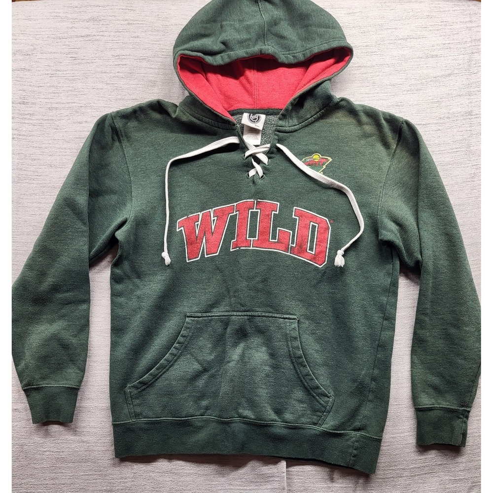 Official NHL Minnesota Wild Hoodie Sweatshirt Men's Medium Green Lace Up Hockey